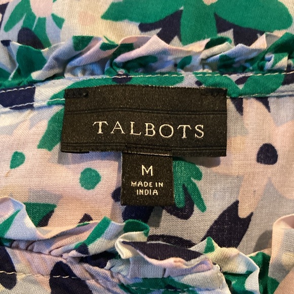 Talbots Blue and Green Cotton Top Size Medium - Picture 9 of 15